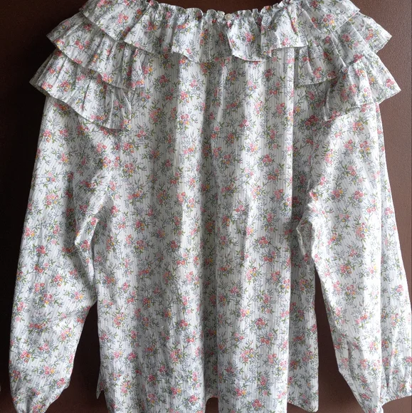 Liberty Floral Fabric Peasant Blouse by J. Crew XXL - Picture 2 of 8